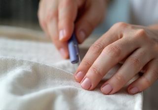 Close-up of stain removal process